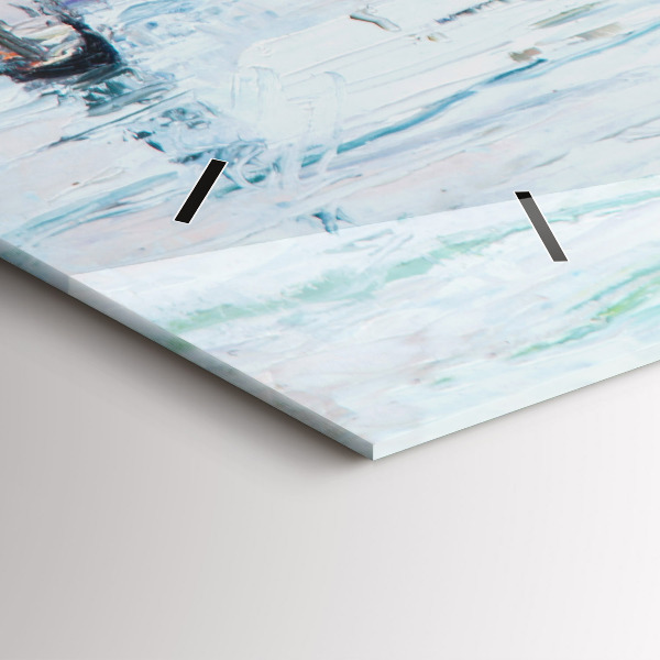 Glass wall clock rectangular Oil painting yacht sea