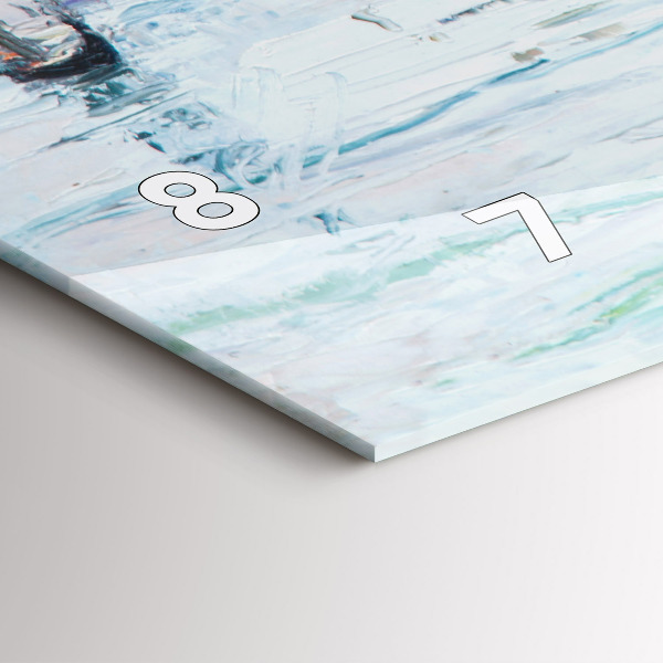Glass wall clock rectangular Oil painting yacht sea
