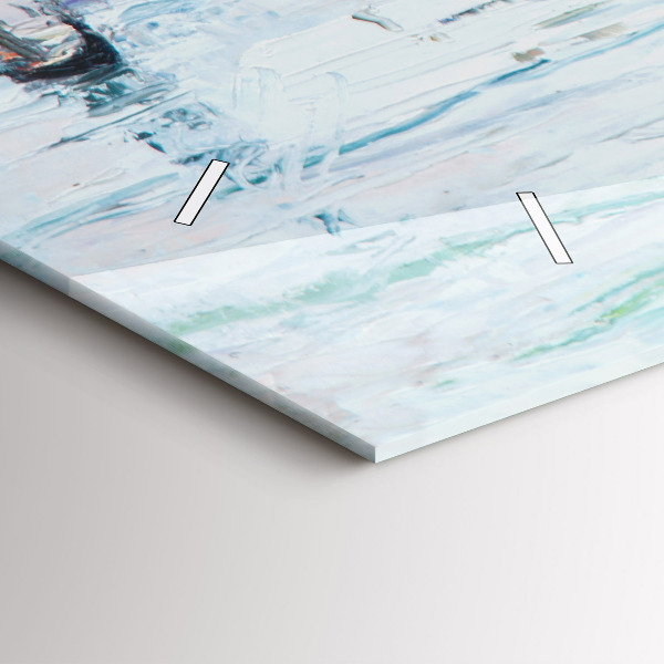 Glass wall clock rectangular Oil painting yacht sea