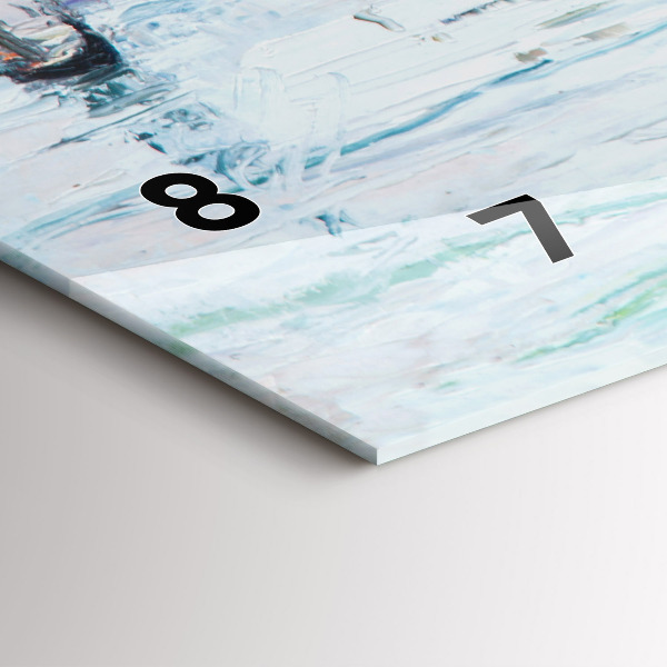 Glass wall clock rectangular Oil painting yacht sea