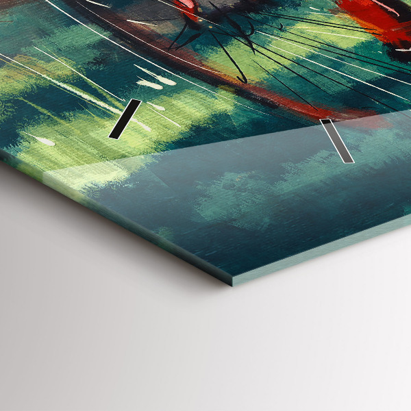 Glass wall clock rectangular Painted bike