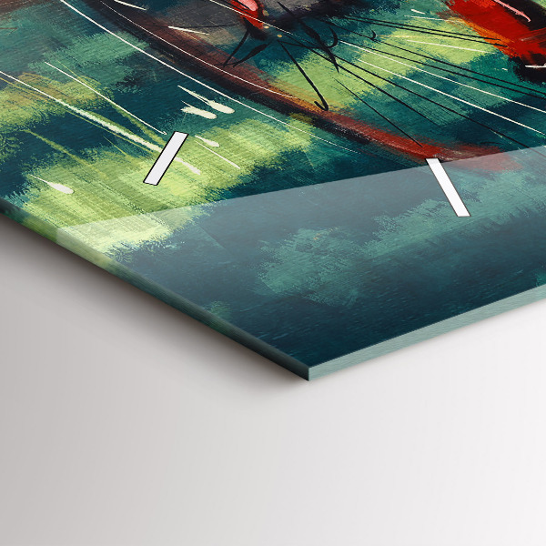 Glass wall clock rectangular Painted bike