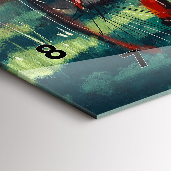 Glass wall clock rectangular Painted bike