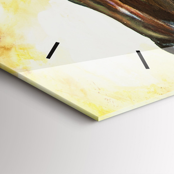 Glass wall clock rectangular Two painted horses