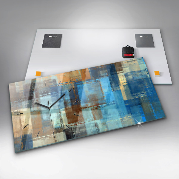 Glass wall clock rectangular Colorful background - abstract
