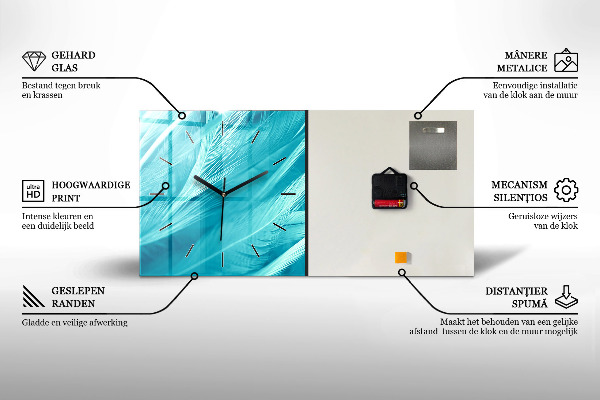 Glass wall clock rectangular Colorful background - abstract