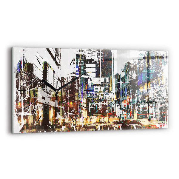 Glass wall clock rectangular New York City