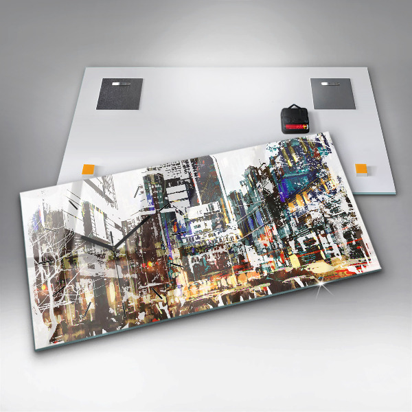 Glass wall clock rectangular New York City
