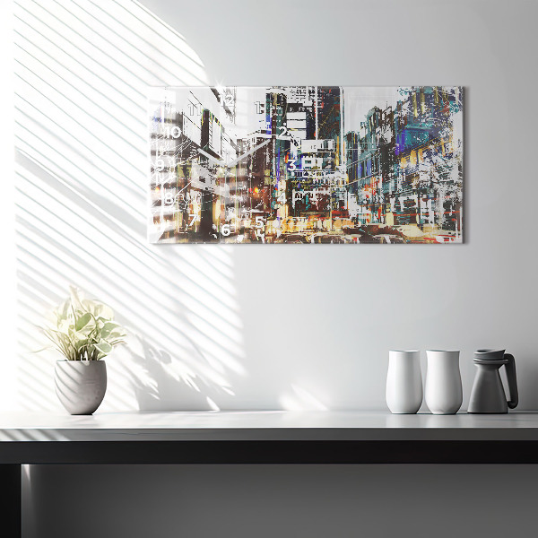 Glass wall clock rectangular New York City