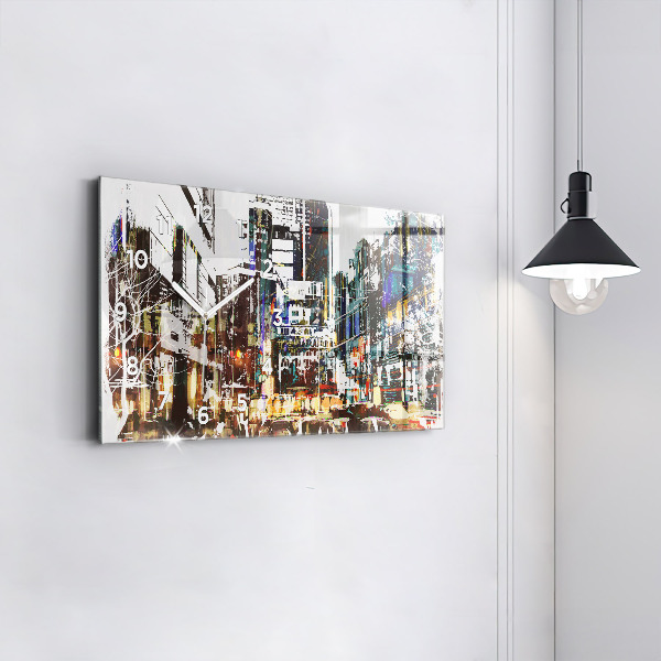 Glass wall clock rectangular New York City