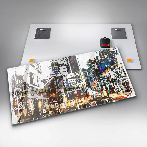 Glass wall clock rectangular New York City