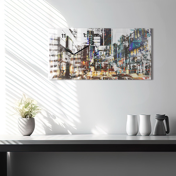 Glass wall clock rectangular New York City