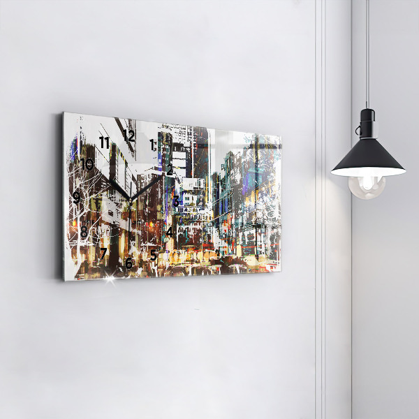 Glass wall clock rectangular New York City
