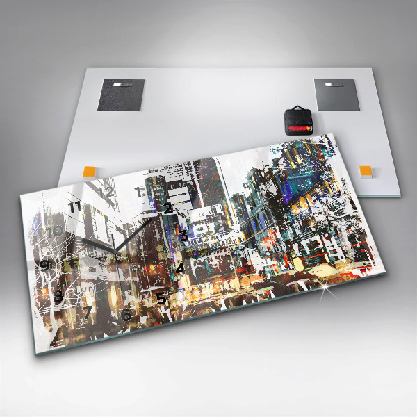 Glass wall clock rectangular New York City