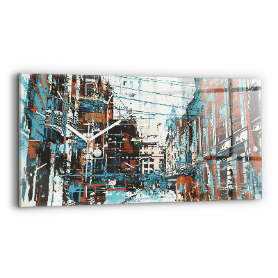 Glass wall clock rectangular Street Art