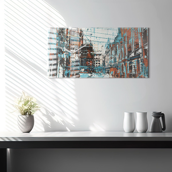 Glass wall clock rectangular Street Art