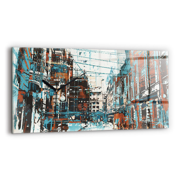 Glass wall clock rectangular Street Art