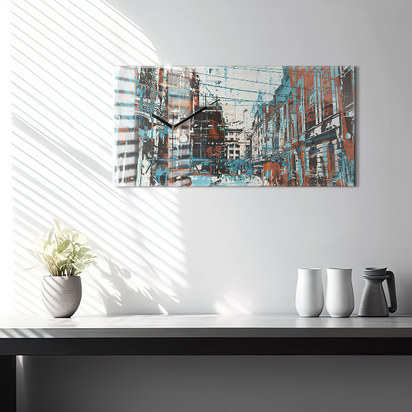 Glass wall clock rectangular Street Art