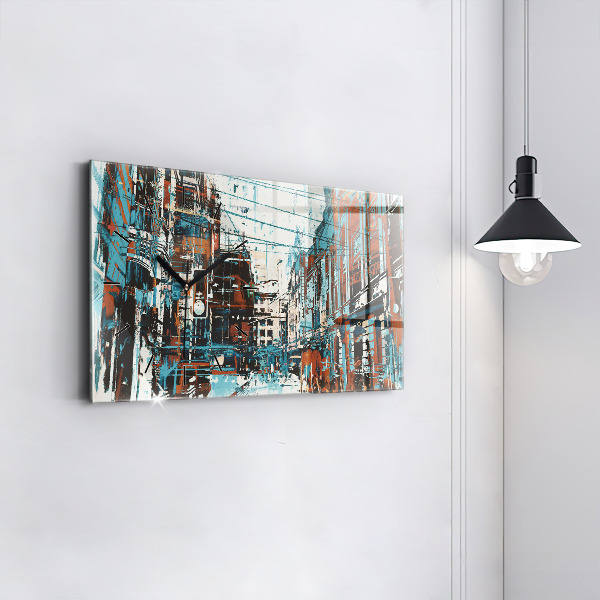 Glass wall clock rectangular Street Art