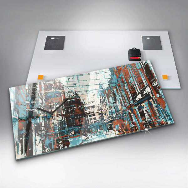 Glass wall clock rectangular Street Art