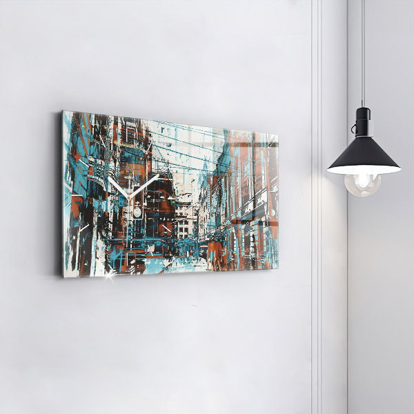 Glass wall clock rectangular Street Art