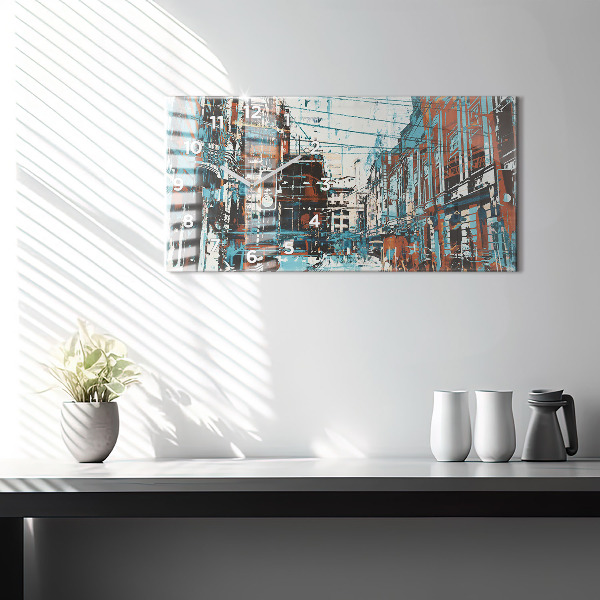Glass wall clock rectangular Street Art