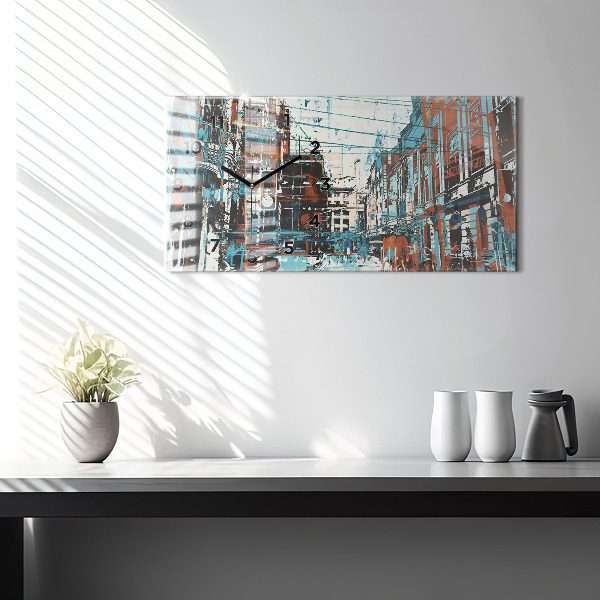 Glass wall clock rectangular Street Art
