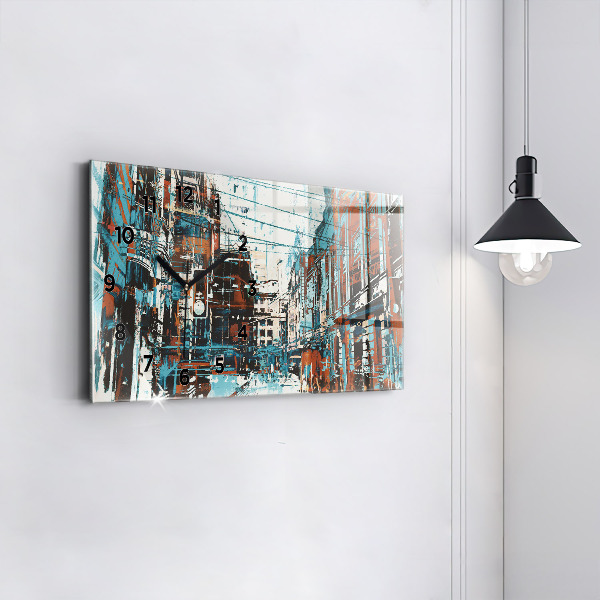 Glass wall clock rectangular Street Art
