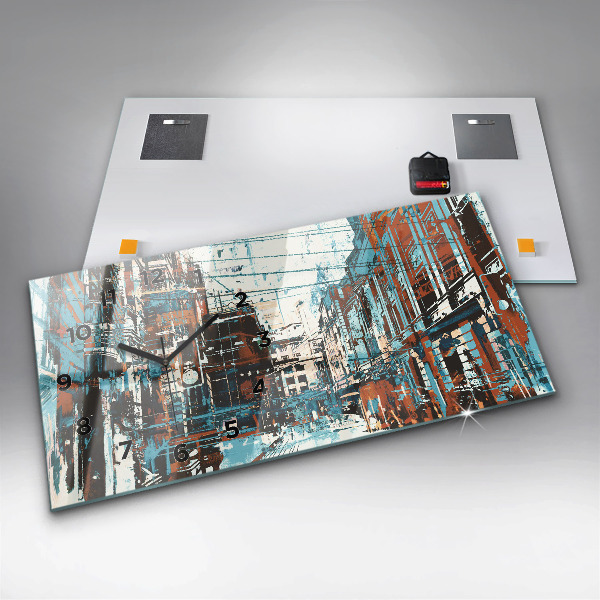 Glass wall clock rectangular Street Art