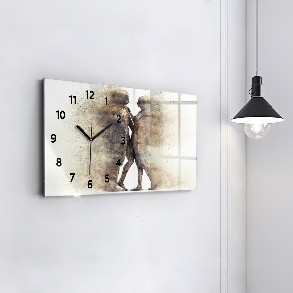 Glass wall clock rectangular Abstract people sand