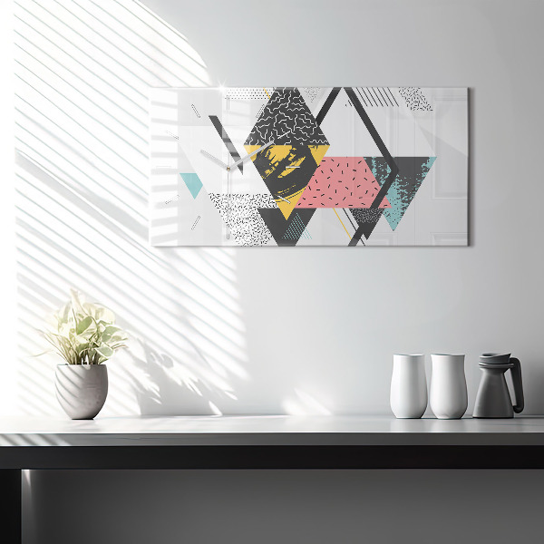 Glass wall clock rectangular Geometric pattern