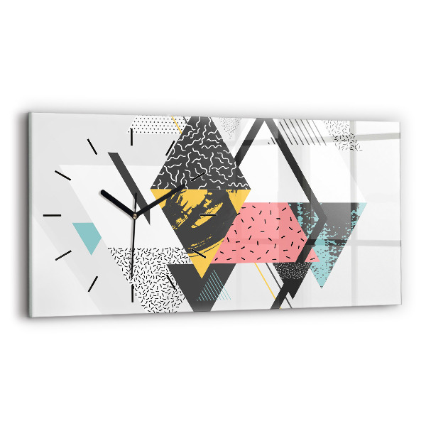 Glass wall clock rectangular Geometric pattern