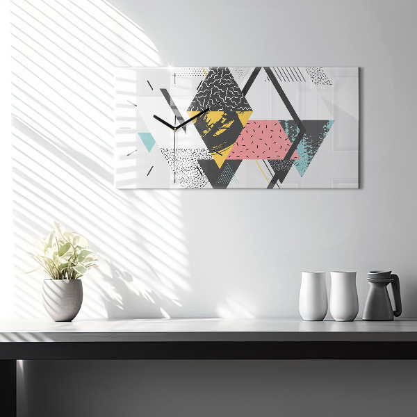 Glass wall clock rectangular Geometric pattern