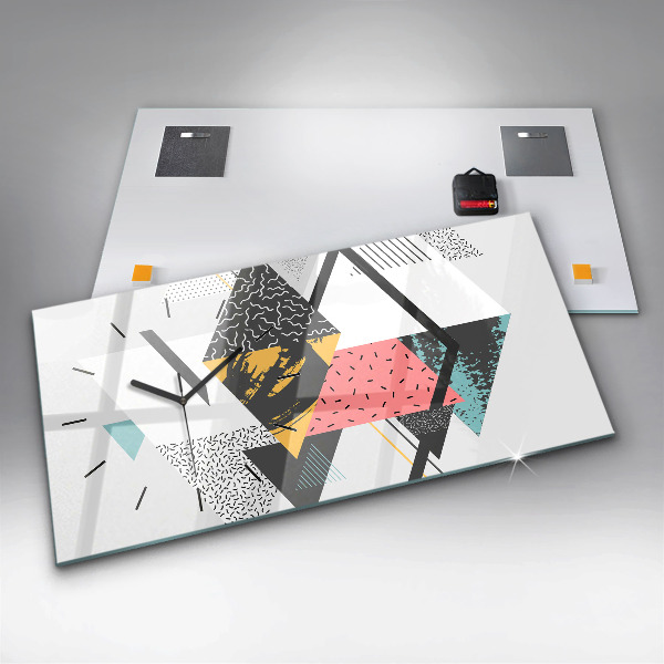 Glass wall clock rectangular Geometric pattern