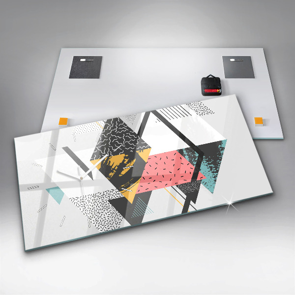 Glass wall clock rectangular Geometric pattern