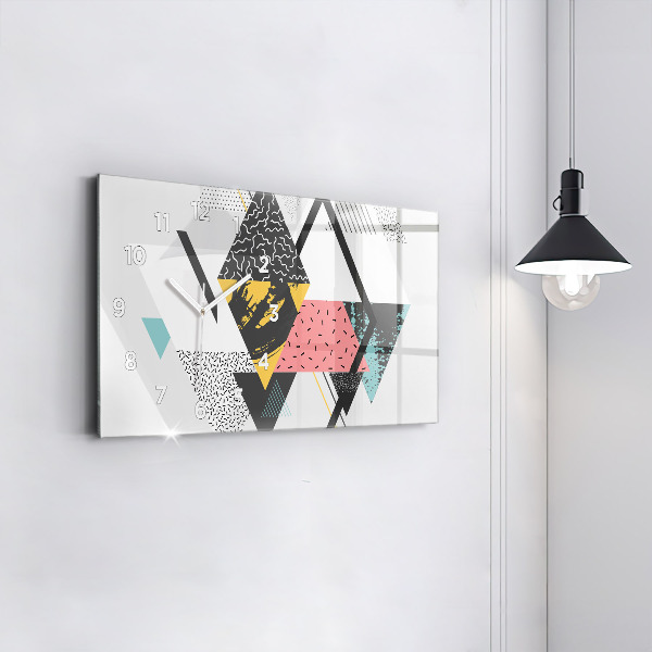 Glass wall clock rectangular Geometric pattern