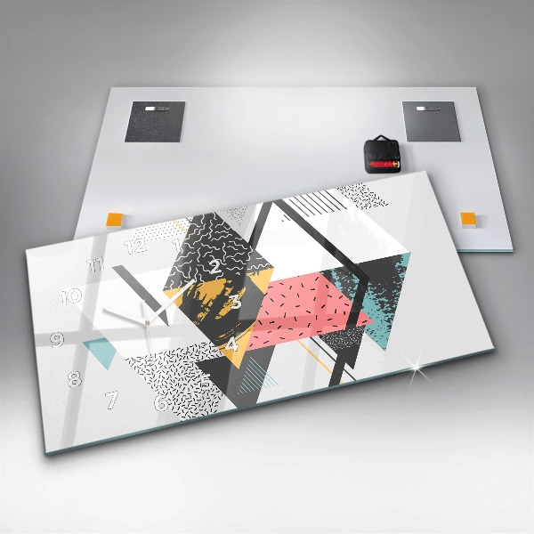 Glass wall clock rectangular Geometric pattern