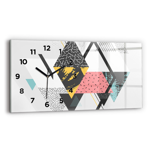 Glass wall clock rectangular Geometric pattern