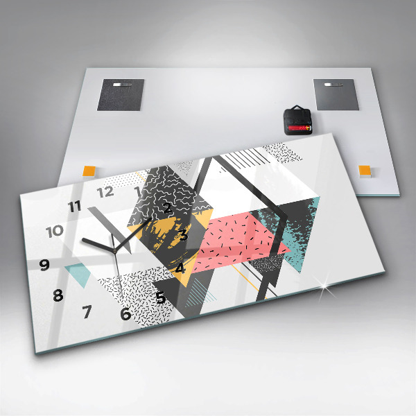 Glass wall clock rectangular Geometric pattern