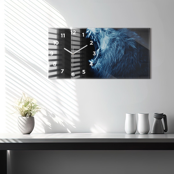 Glass wall clock rectangular Wild Lion Body Language