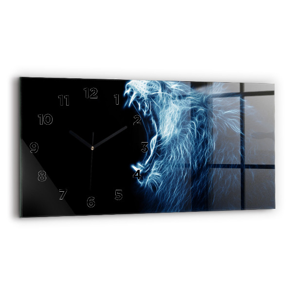 Glass wall clock rectangular Wild Lion Body Language