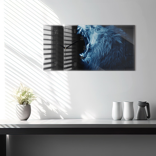 Glass wall clock rectangular Wild Lion Body Language
