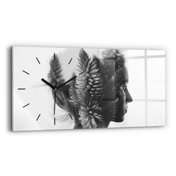 Glass wall clock rectangular Human Thought Sensitivity