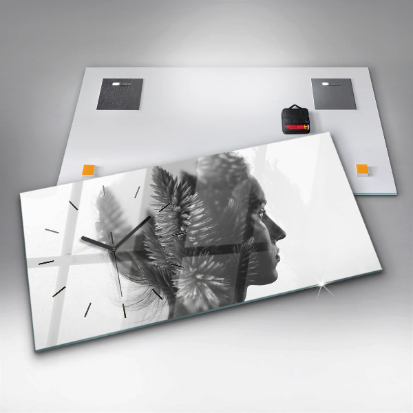 Glass wall clock rectangular Human Thought Sensitivity