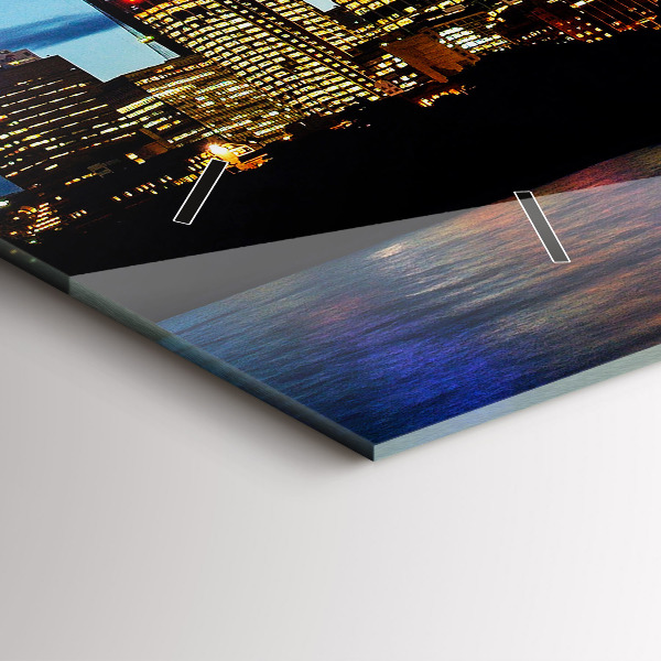 Glass wall clock rectangular Sydney In The Evening