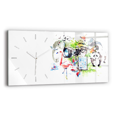 Glass wall clock rectangular Zoologist