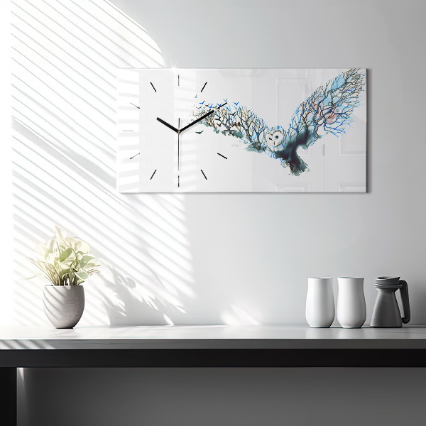 Glass wall clock rectangular Freedom and Nature of Birds