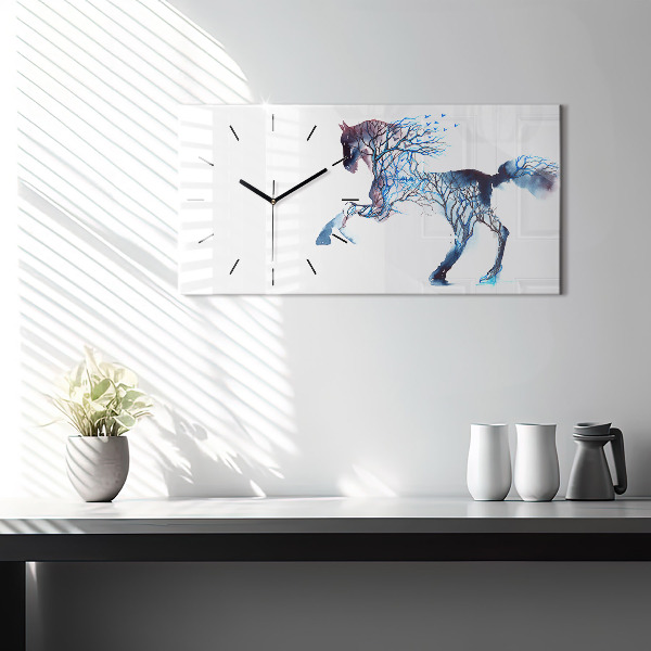 Glass wall clock rectangular Animal Nature Altruism