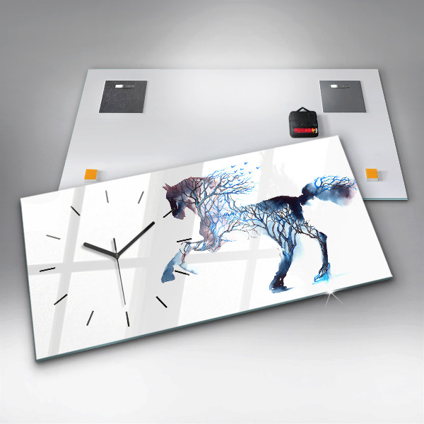 Glass wall clock rectangular Animal Nature Altruism