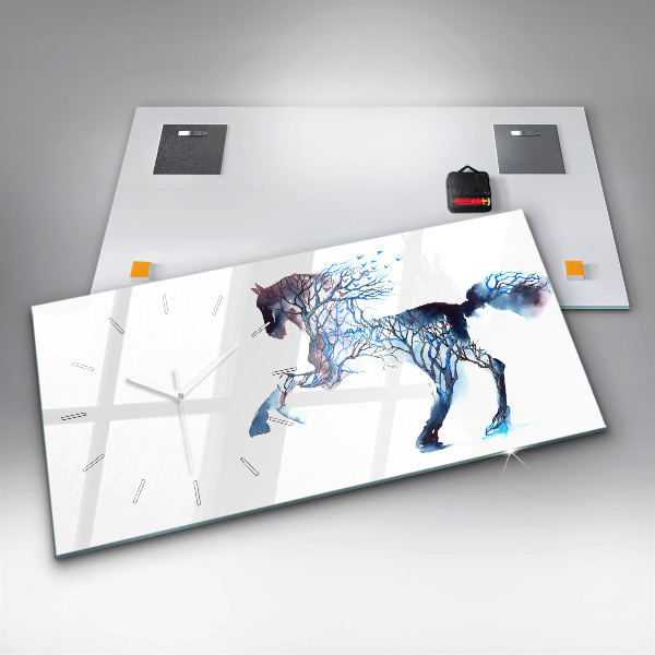 Glass wall clock rectangular Animal Nature Altruism
